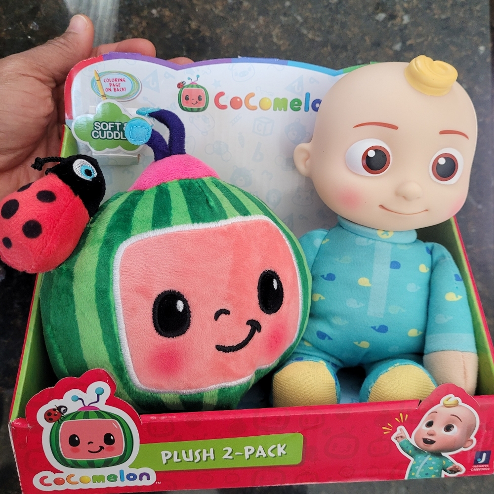 CoComelon JJ and Melon Plush Stuffed Animal Toys, 2 Pack - 8" Plush -